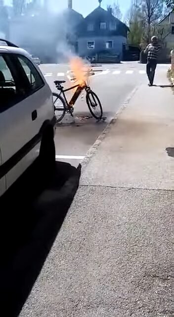 Watch: E-bike battery fire video