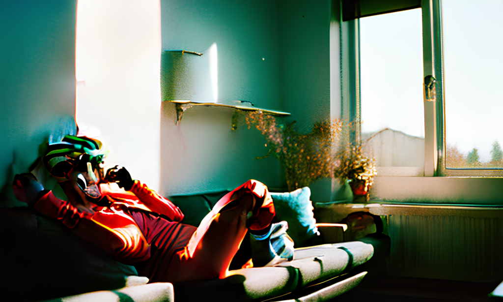 bike while sitting on couch